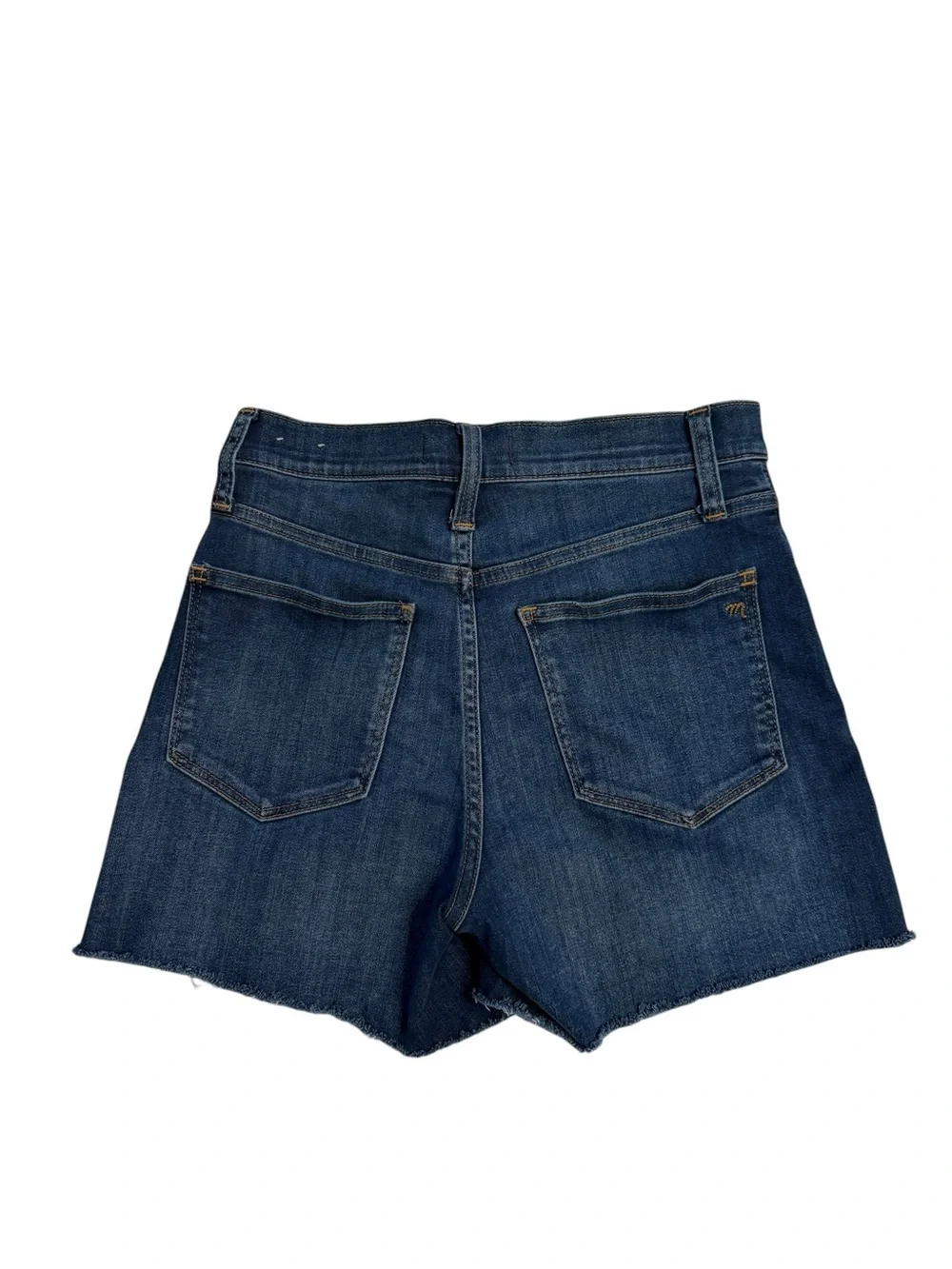 MADEWELL High Rise Raw Hem denim shorts blue women’s 25 coastal festival western